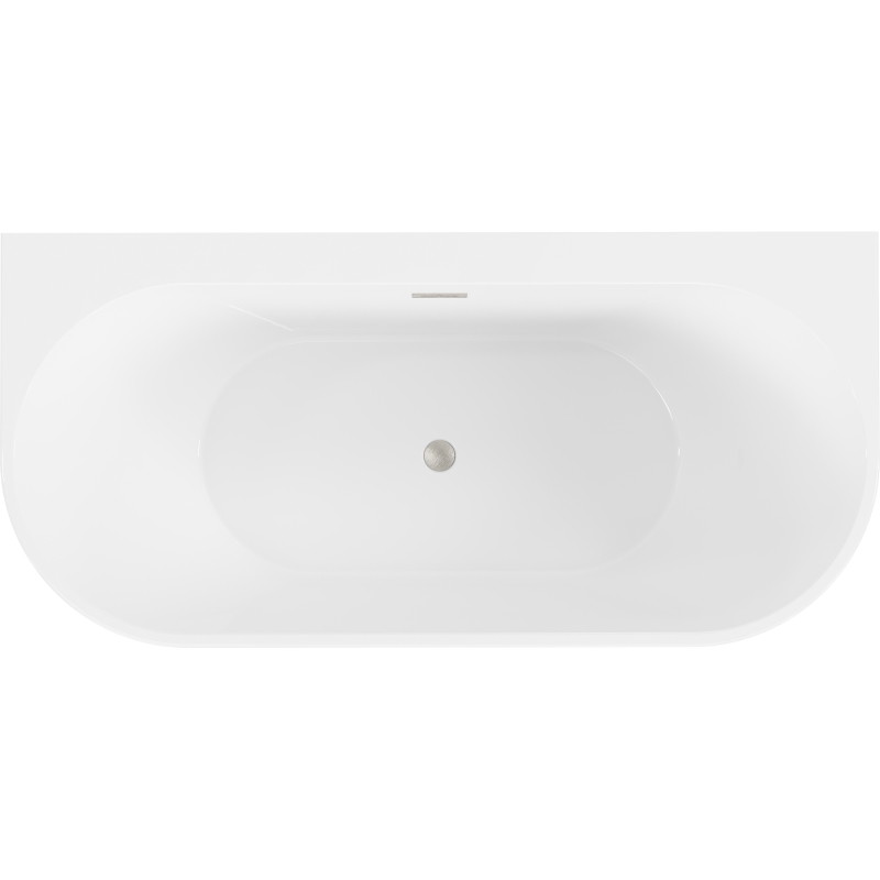 Mexen Oval+ baignoire autoportante adossée 170 x 80 cm, blanche, trop-plein nickel brossé - 52681708000-97