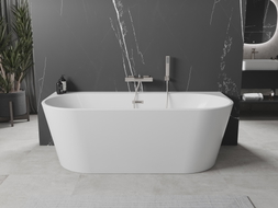 Mexen Oval+ baignoire autoportante adossée 170 x 80 cm, blanche, trop-plein nickel brossé - 52681708000-97
