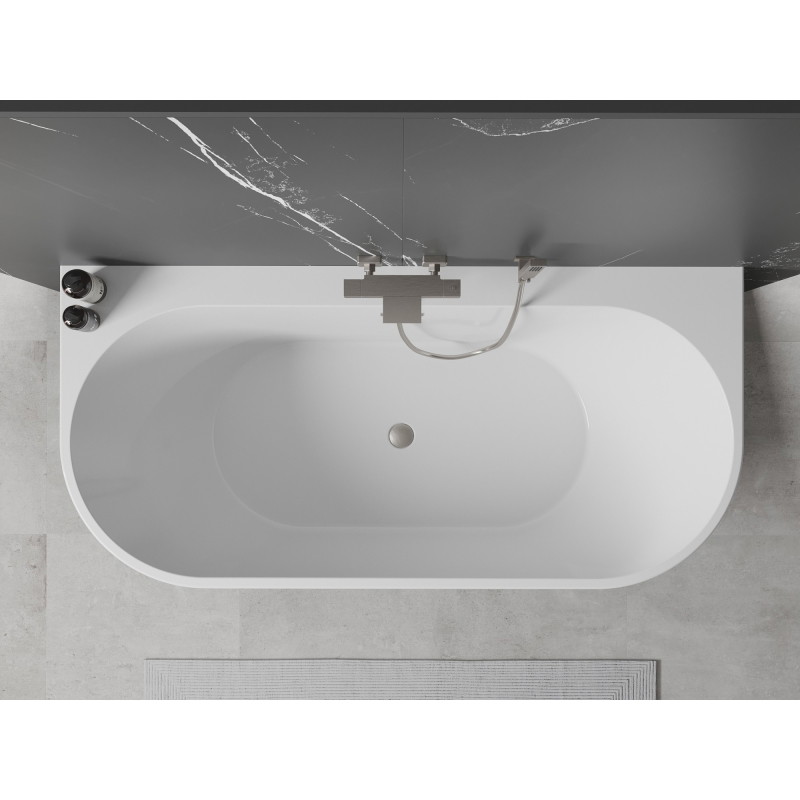Mexen Oval+ baignoire autoportante adossée 170 x 80 cm, blanche, trop-plein nickel brossé - 52681708000-97