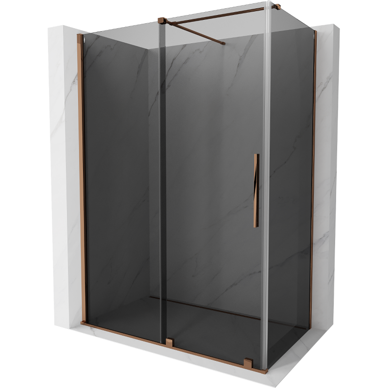 Mexen Velar cabine de douche coulissante 140 x 70 cm, graphite, or rose - 871-140-070-41-60