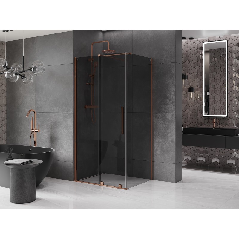 Mexen Velar cabine de douche coulissante 140 x 100 cm, graphite, or rose - 871-140-100-41-60
