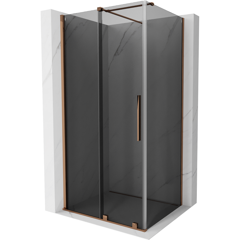 Mexen Velar cabine de douche coulissante 140 x 100 cm, graphite, or rose - 871-140-100-41-60