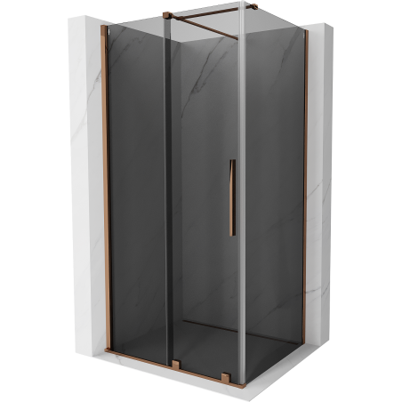 Mexen Velar cabine de douche coulissante 140 x 100 cm, graphite, or rose - 871-140-100-41-60
