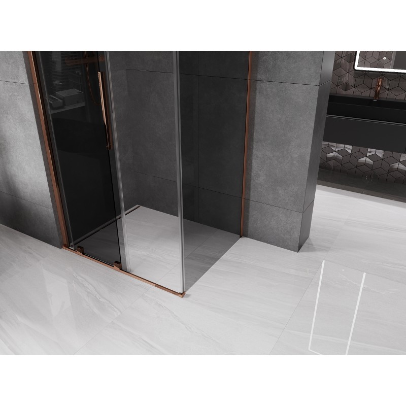 Mexen Velar cabine de douche coulissante 140 x 100 cm, graphite, or rose - 871-140-100-41-60