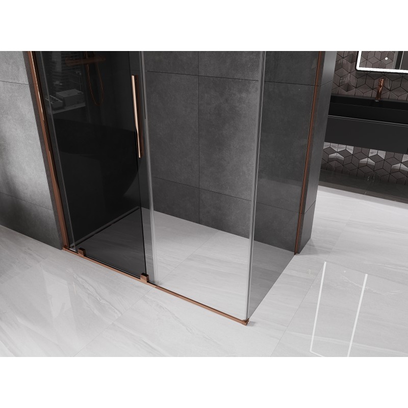 Mexen Velar cabine de douche coulissante 150 x 80 cm, graphite, or rose - 871-150-080-41-60