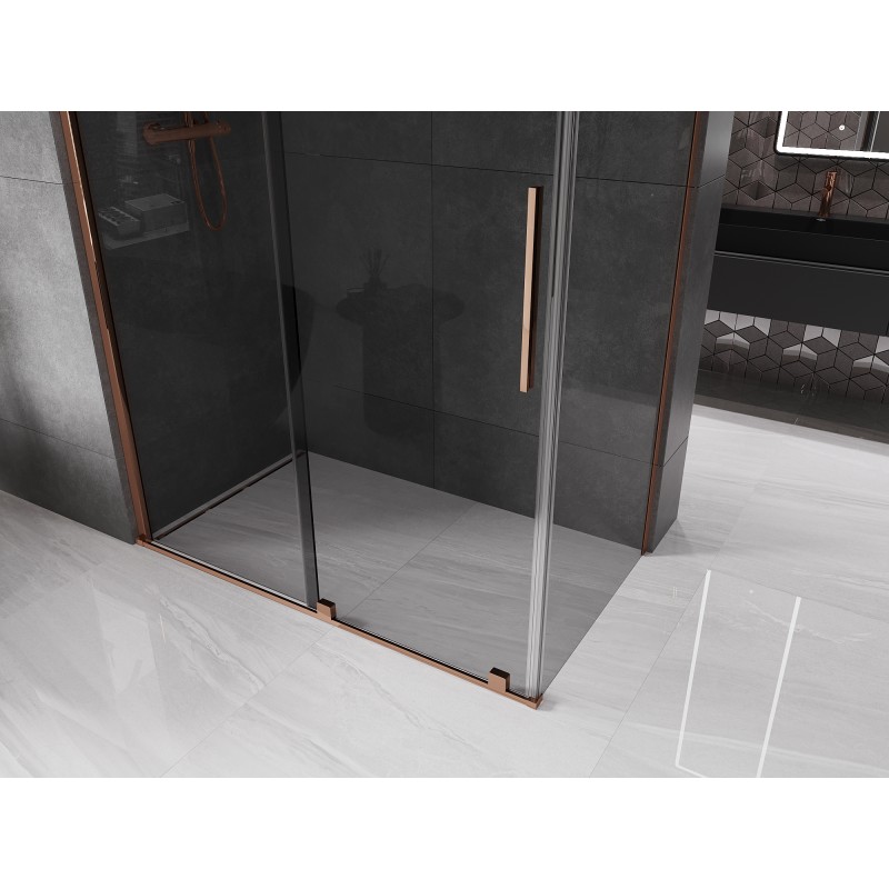 Mexen Velar cabine de douche coulissante 150 x 80 cm, graphite, or rose - 871-150-080-41-60