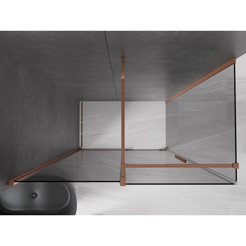 Mexen Velar cabine de douche coulissante 140 x 80 cm, graphite, or rose - 871-140-080-41-60