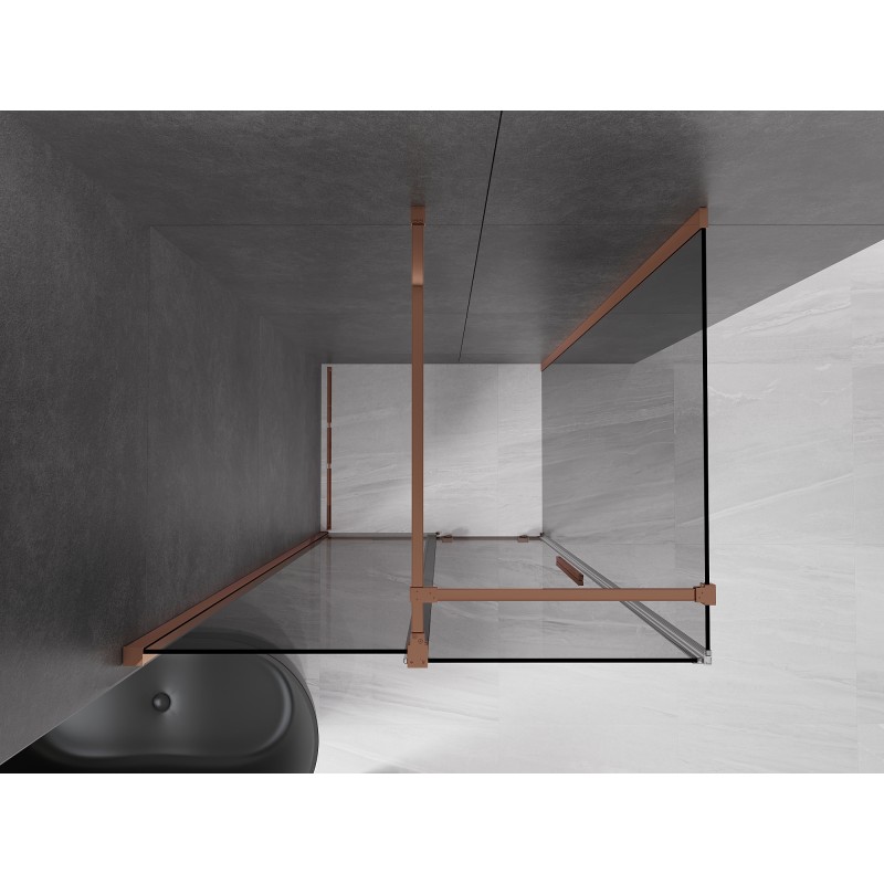 Mexen Velar cabine de douche coulissante 140 x 90 cm, graphite, or rose - 871-140-090-41-60