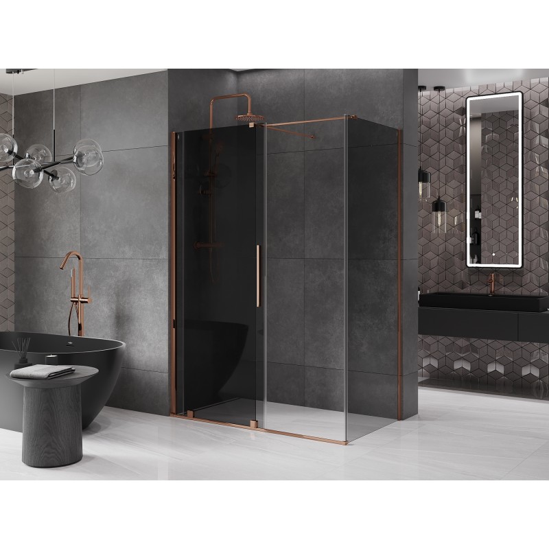 Mexen Velar cabine de douche coulissante 160 x 75 cm, graphite, or rose - 871-160-075-41-60