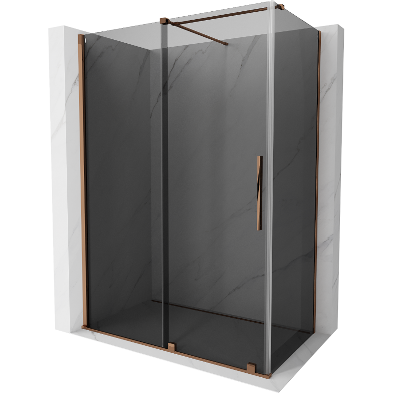 Mexen Velar cabine de douche coulissante 160 x 80 cm, graphite, or rose - 871-160-080-41-60