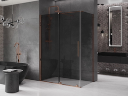Mexen Velar cabine de douche coulissante 160 x 100 cm, graphite, or rose - 871-160-100-41-60