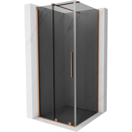 Mexen Velar cabine de douche coulissante 90 x 90 cm, graphite, cuivre brossé - 871-090-090-41-65