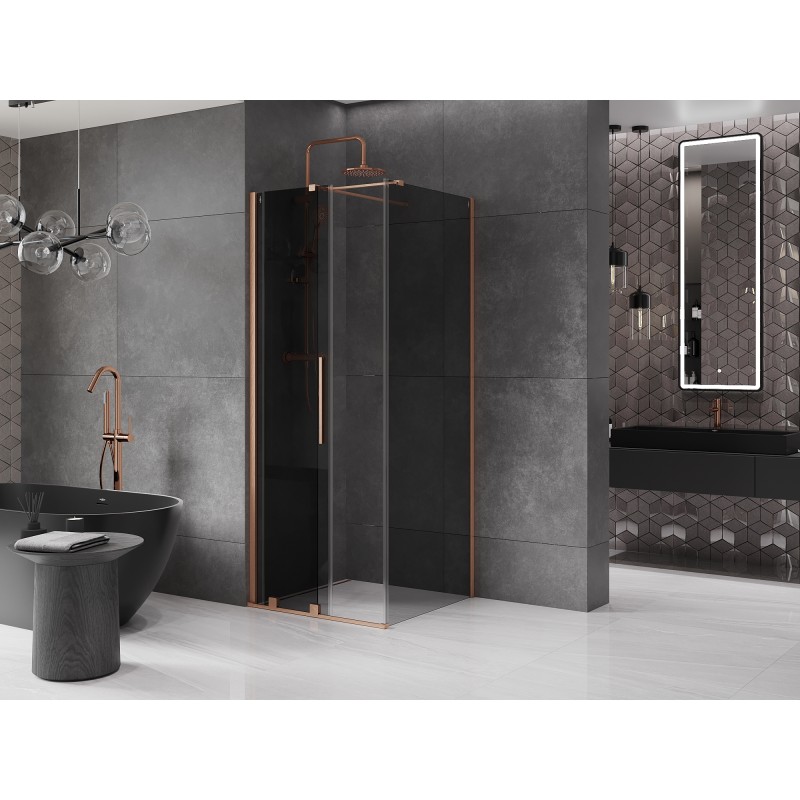 Mexen Velar cabine de douche coulissante 90 x 90 cm, graphite, cuivre brossé - 871-090-090-41-65