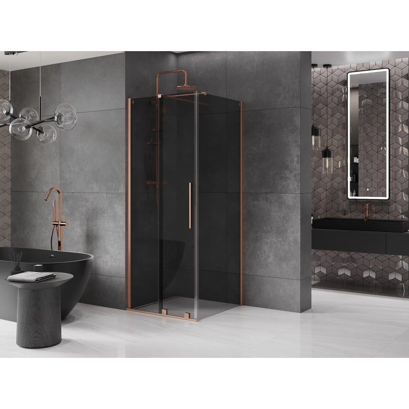 Mexen Velar cabine de douche coulissante 110 x 110 cm, graphite, cuivre brossé - 871-110-110-41-65