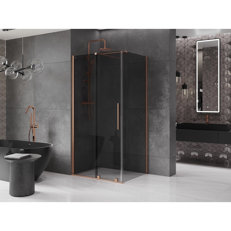 Mexen Velar cabine de douche coulissante 100 x 80 cm, graphite, cuivre brossé - 871-100-080-41-65