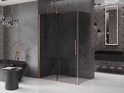 Mexen Velar cabine de douche coulissante 140 x 70 cm, graphite, cuivre brossé - 871-140-070-41-65