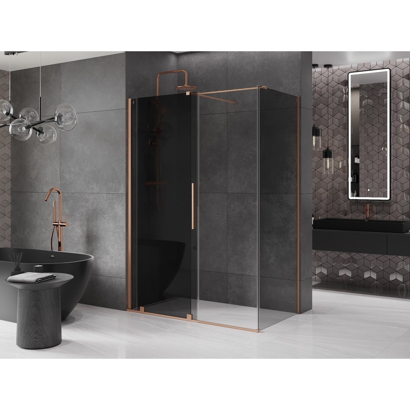 Mexen Velar cabine de douche coulissante 130 x 75 cm, graphite, cuivre brossé - 871-130-075-41-65
