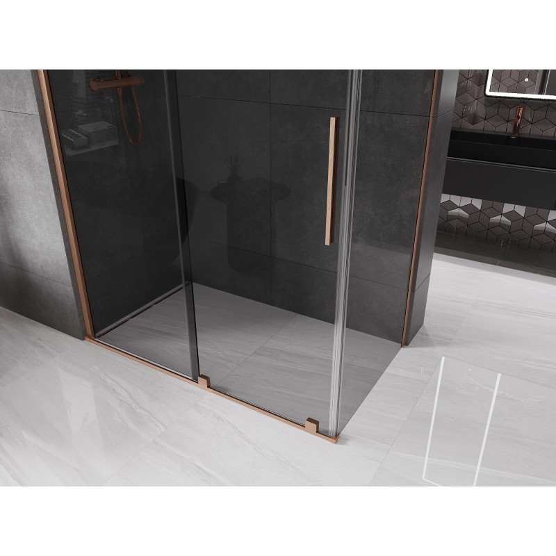 Mexen Velar cabine de douche coulissante 140 x 70 cm, graphite, cuivre brossé - 871-140-070-41-65