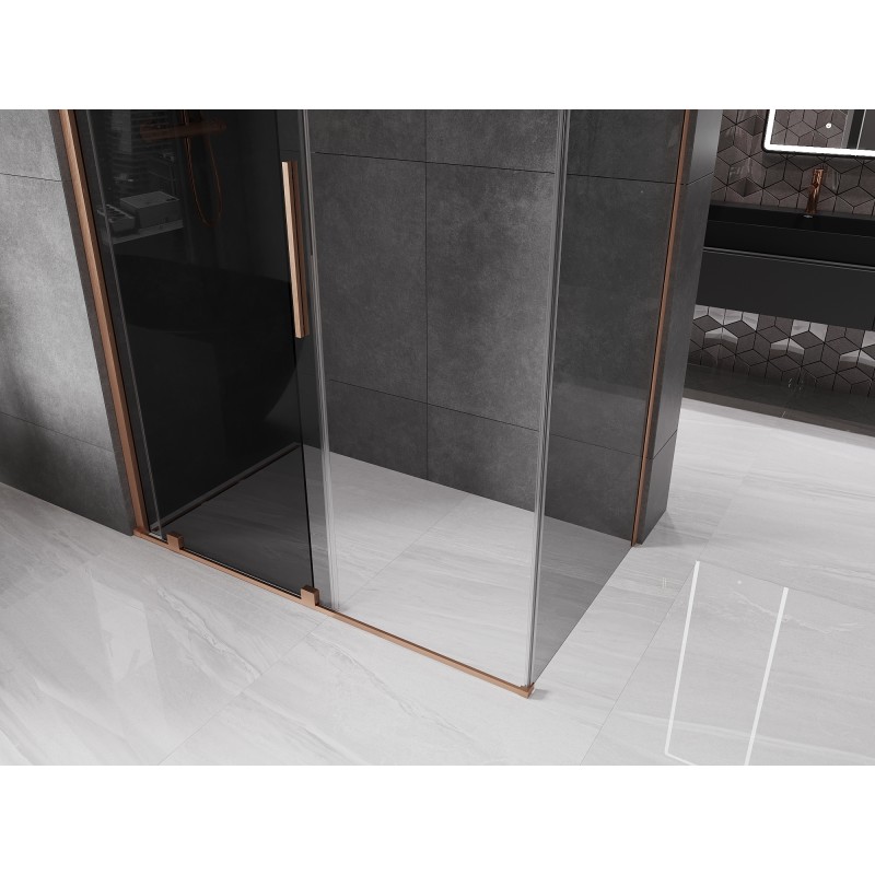 Mexen Velar cabine de douche coulissante 140 x 75 cm, graphite, cuivre brossé - 871-140-075-41-65