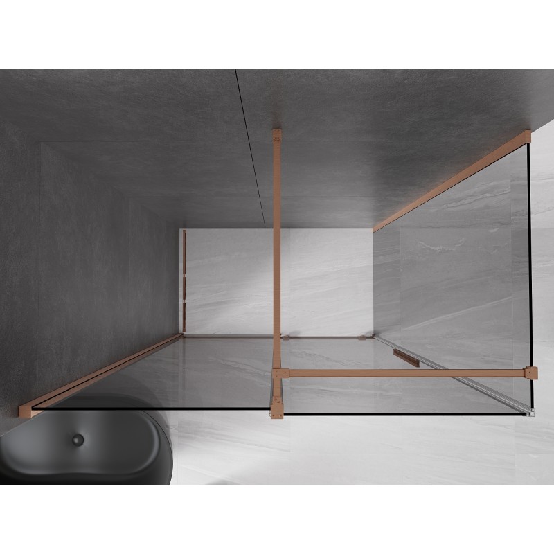 Mexen Velar cabine de douche coulissante 140 x 75 cm, graphite, cuivre brossé - 871-140-075-41-65
