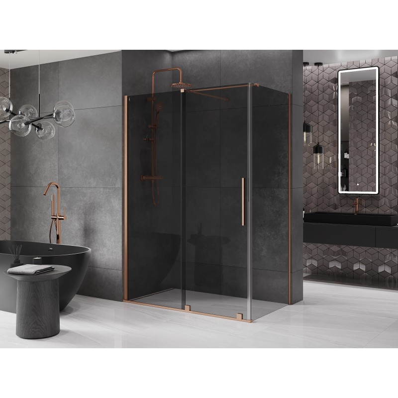 Mexen Velar cabine de douche coulissante 150 x 90 cm, graphite, cuivre brossé - 871-150-090-41-65