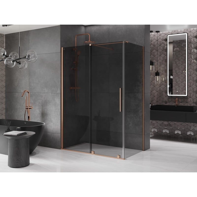 Mexen Velar cabine de douche coulissante 160 x 80 cm, graphite, cuivre brossé - 871-160-080-41-65