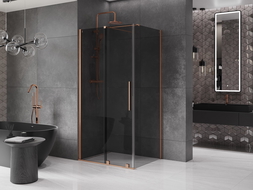 Mexen Velar cabine de douche coulissante 140 x 90 cm, graphite, cuivre brossé - 871-140-090-41-65
