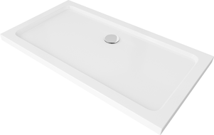 Mexen Flat receveur de douche rectangulaire slim 140 x 70 cm, Blanc , siphon Chrome - 40107014