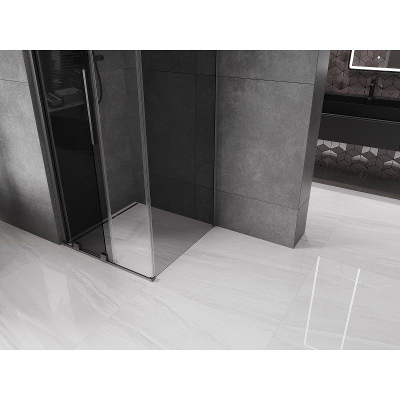 Mexen Velar cabine de douche coulissante 120 x 120 cm, graphite, gris pistolet brossé - 871-120-120-41-66