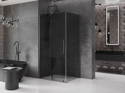 Mexen Velar cabine de douche coulissante 90 x 70 cm, graphite, gun gray brossé - 871-090-070-41-66