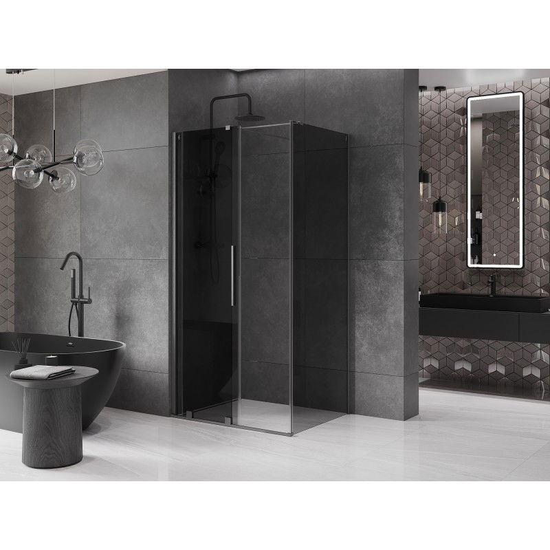 Mexen Velar cabine de douche coulissante 110 x 75 cm, graphite, gris canon brossé - 871-110-075-41-66