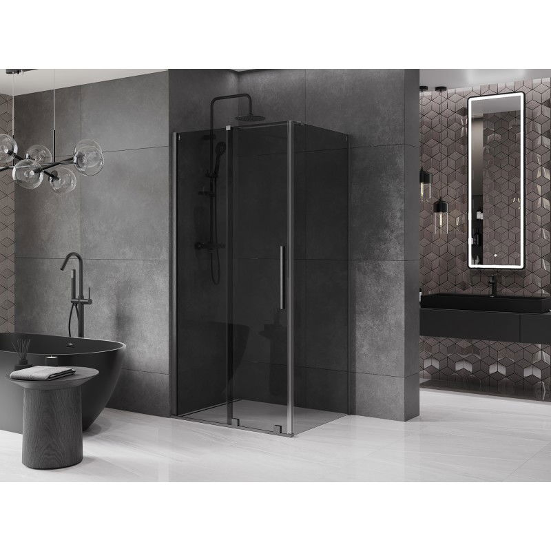 Mexen Velar cabine de douche coulissante 130 x 90 cm, graphite, gris canon brossé - 871-130-090-41-66