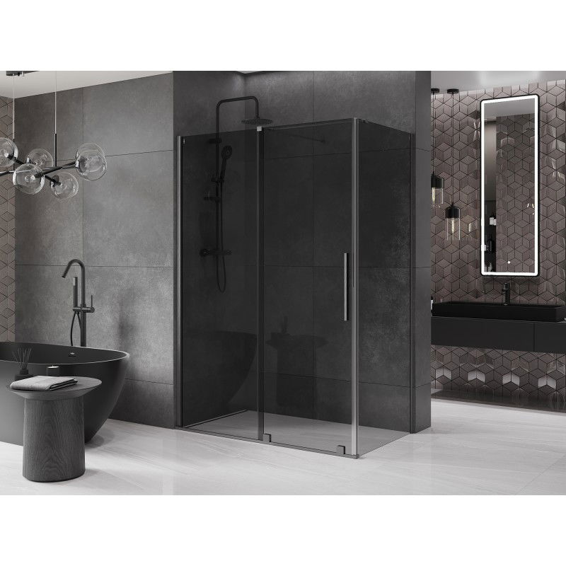Mexen Velar cabine de douche coulissante 150 x 75 cm, graphite, gris canon brossé - 871-150-075-41-66