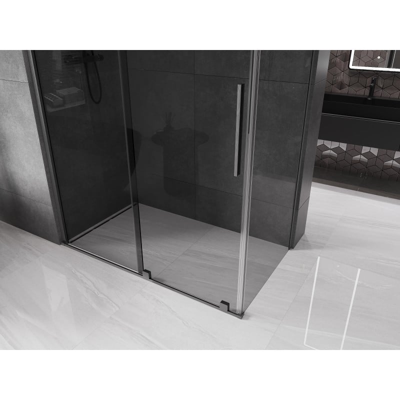 Mexen Velar cabine de douche coulissante 150 x 70 cm, graphite, gris canon brossé - 871-150-070-41-66