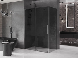 Mexen Velar cabine de douche coulissante 150 x 90 cm, graphite, gris canon brossé - 871-150-090-41-66