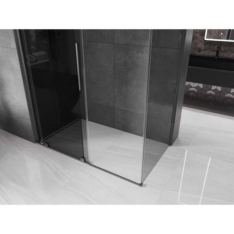 Mexen Velar cabine de douche coulissante 150 x 90 cm, graphite, gris canon brossé - 871-150-090-41-66