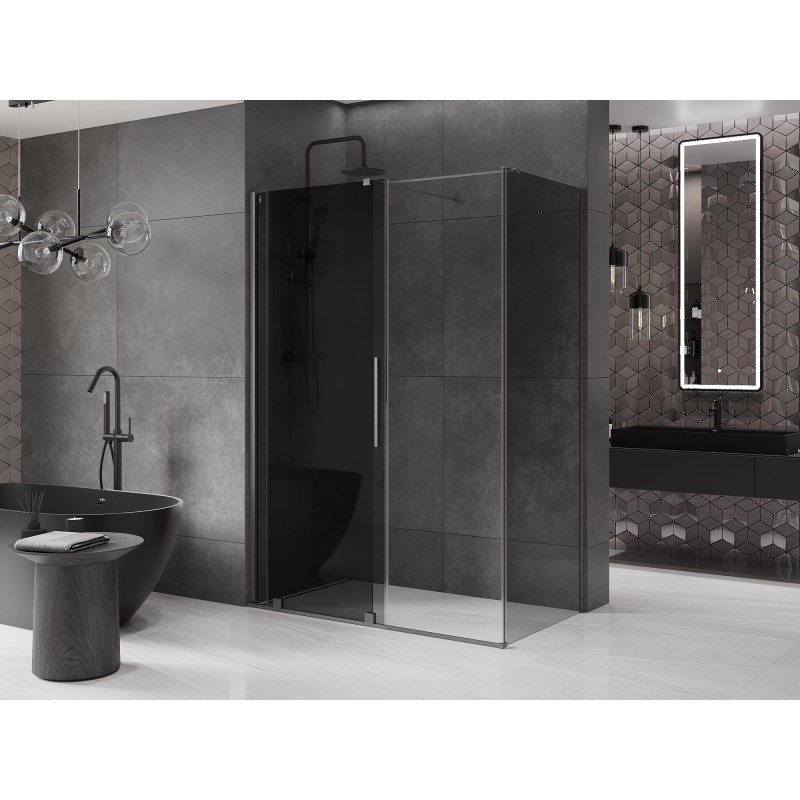 Mexen Velar cabine de douche coulissante 160 x 80 cm, graphite, gris canon brossé - 871-160-080-41-66