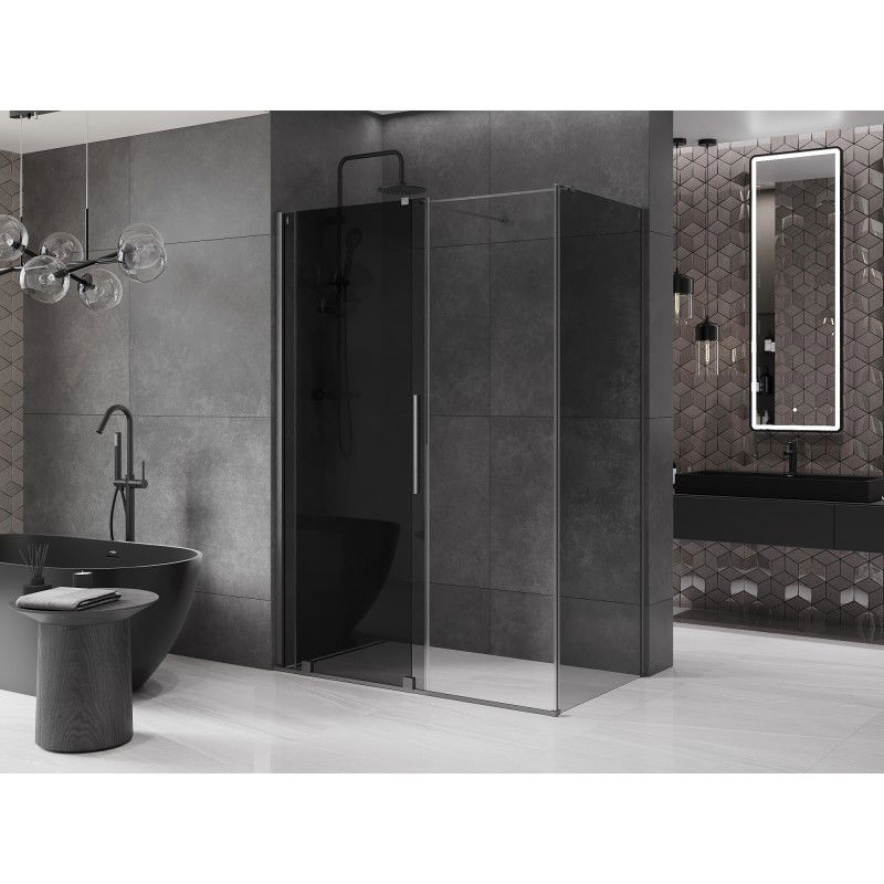 Mexen Velar cabine de douche coulissante 160 x 90 cm, graphite, gris canon brossé - 871-160-090-41-66