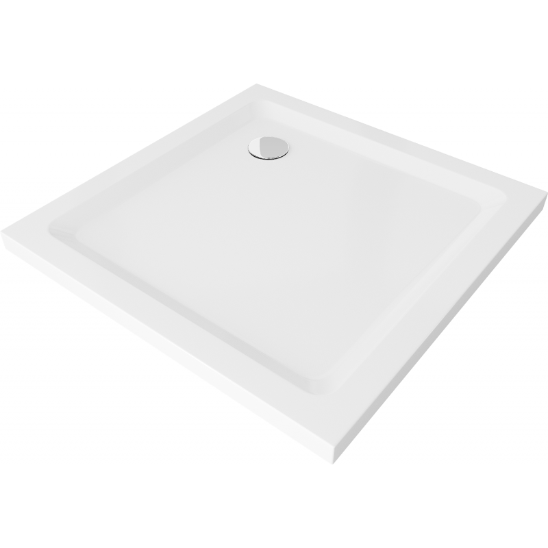 Mexen Flat receveur de douche carré slim 100 x 100 cm, Blanc, siphon Chrome - 40101010