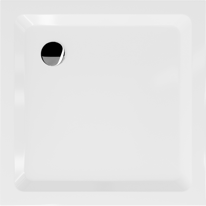 Mexen Flat receveur de douche carré slim 100 x 100 cm, blanc, siphon chromé - 40101010