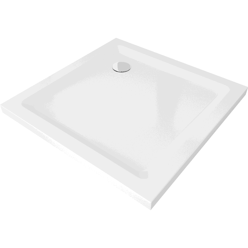 Mexen Flat receveur de douche carré slim 80 x 80 cm, Blanc, siphon Chrome - 40108080