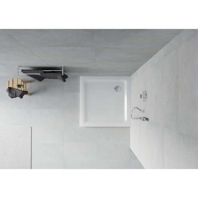 Mexen Flat receveur de douche carré slim 80 x 80 cm, blanc, siphon chromé - 40108080