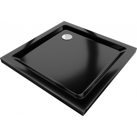 Mexen Flat receveur de douche carré slim 80 x 80 cm, Noir, siphon Chrome - 40708080