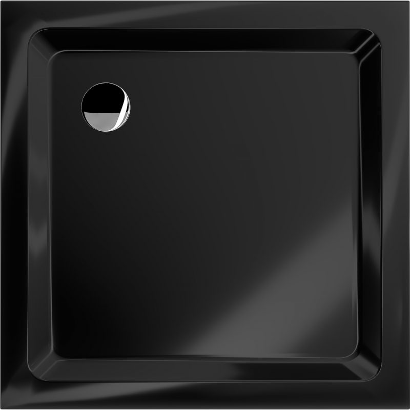 Mexen Flat receveur de douche carré slim 80 x 80 cm, noir, siphon chromé - 40708080