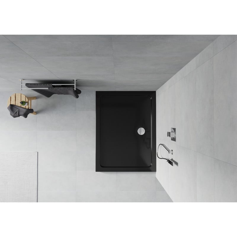 Mexen Flat receveur de douche rectangulaire slim 100 x 90 cm, noir, siphon chromé - 40709010