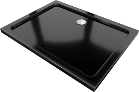 Mexen Flat receveur de douche rectangulaire slim 100 x 80 cm, Noir, siphon Chrome - 40708010