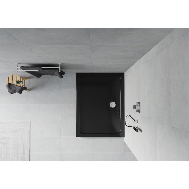 Mexen Flat receveur de douche rectangulaire slim 100 x 80 cm, noir, siphon chromé - 40708010
