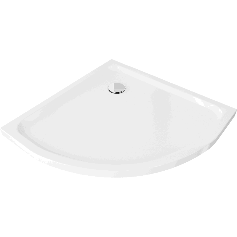 Mexen Flat receveur de douche demi-circulaire slim 80 x 80 cm, blanc, siphon chromé - 41108080