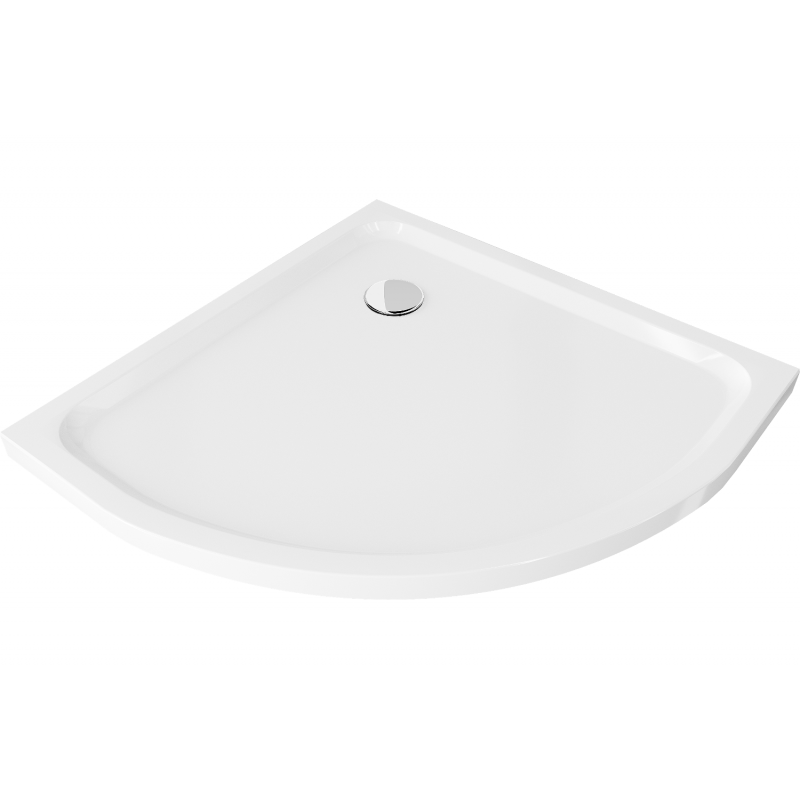 Mexen Flat receveur de douche semi-circulaire slim 80 x 80 cm, blanc, siphon chromé - 41108080