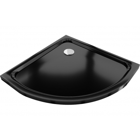 Receveur de douche Mexen Flat demi-circulaire slim 70 x 70 cm, noir, siphon chromé - 41707070